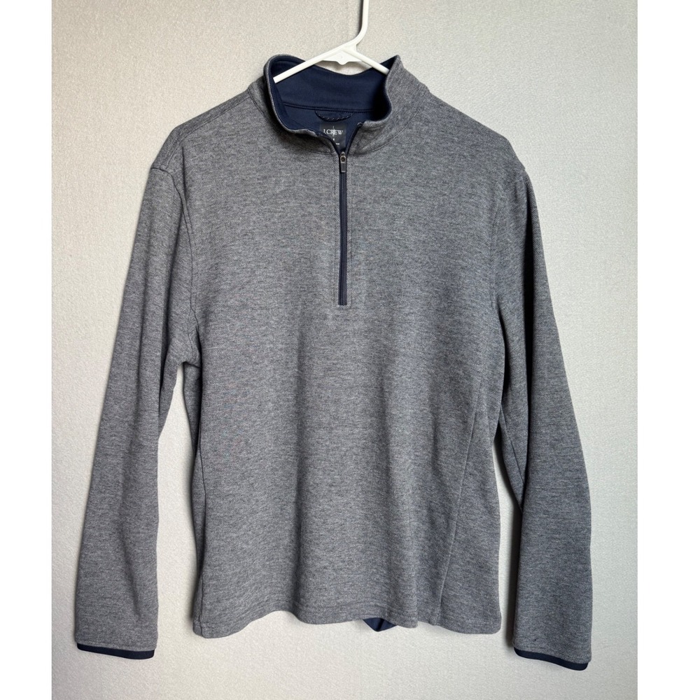 J.Crew Performance Quarter Zip Mens M Grey Classic Fit COOLMAX Pullover Pocket